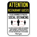 Signmission Public Safety Sign-Restaurant Guests Practice Social Distancing, Heavy-Gauge, 12" H, A-1218-25409 A-1218-25409